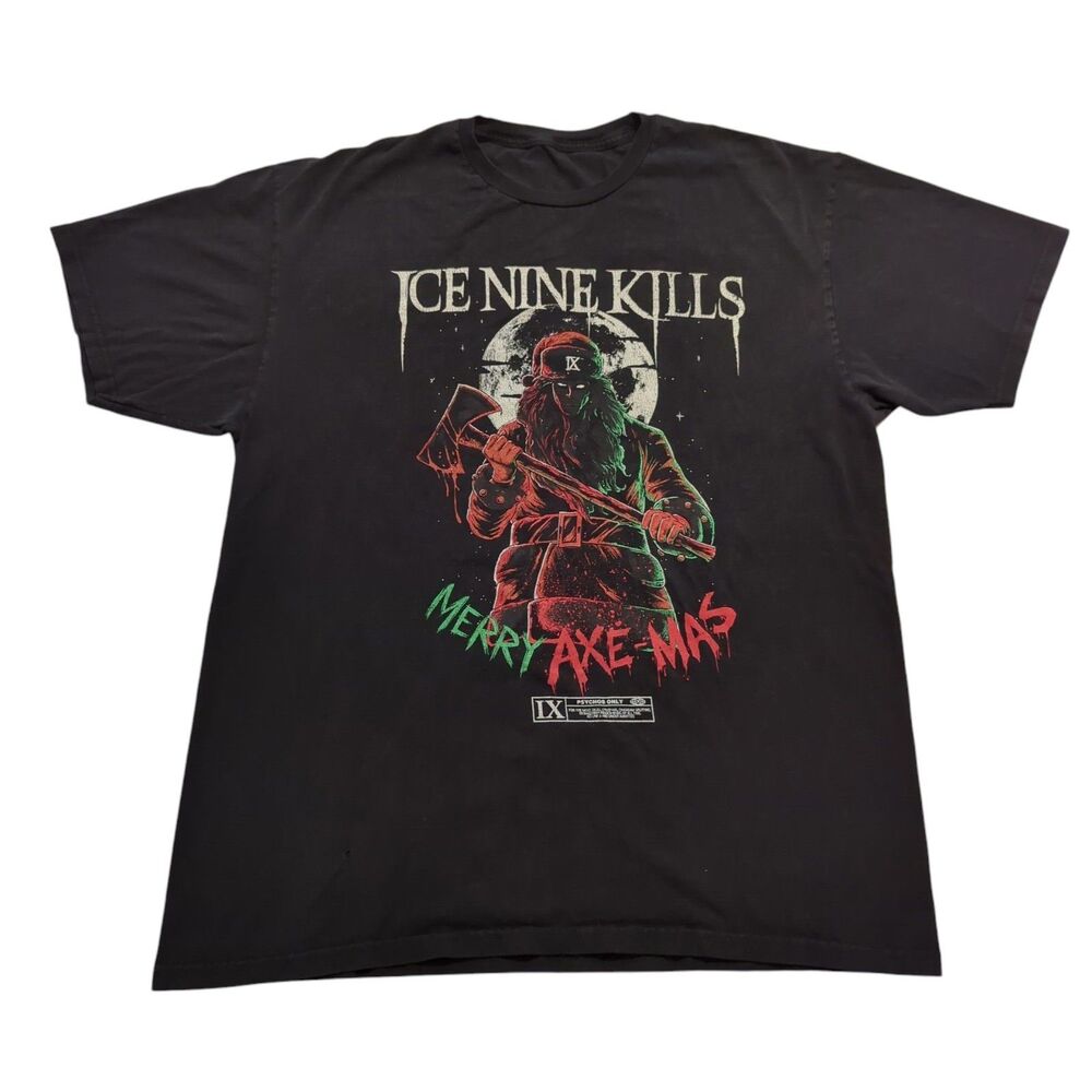 Ice Nine Kills Merry Axe-Mas Shirt Size XL The Silver Scream FLAWS Metalcore